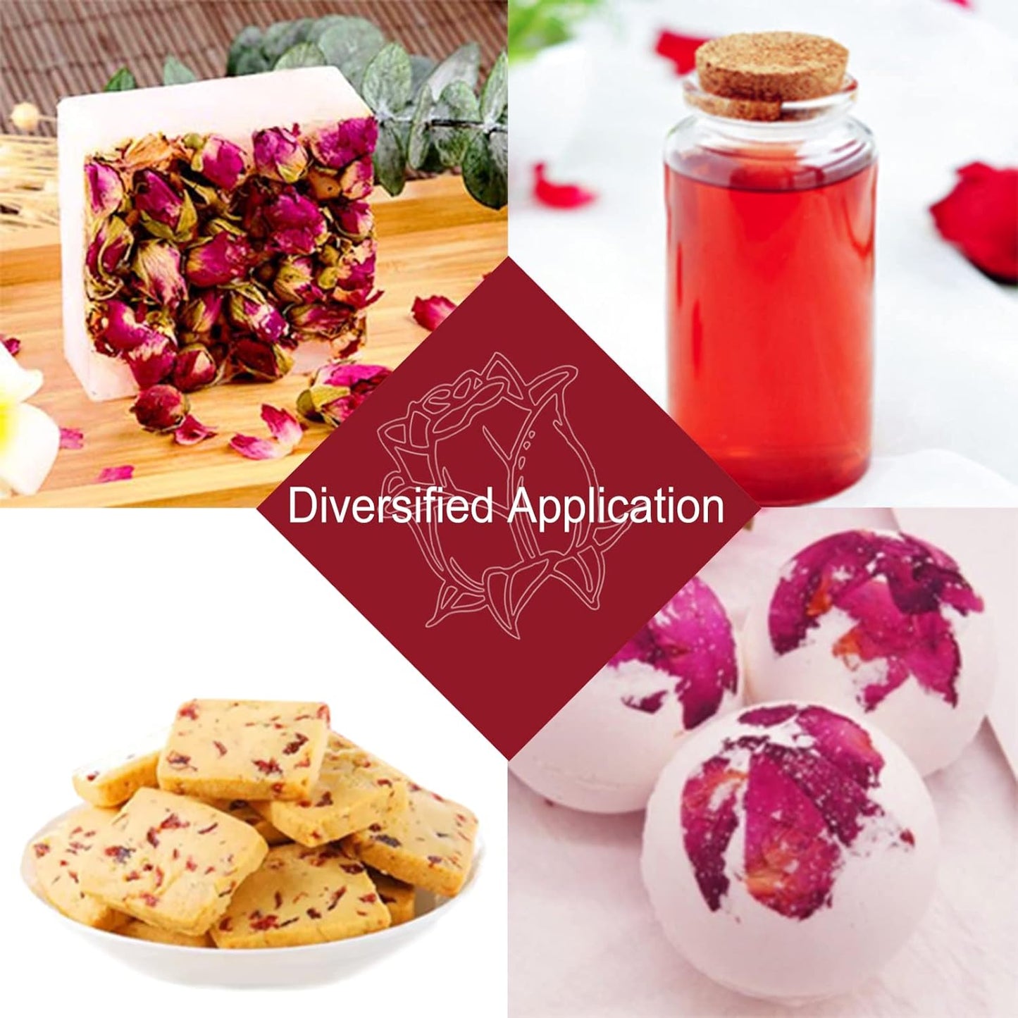 TEARELAE - Premium Dried Rose Buds - 100% Pure Natural Dried Roses Edible Flowers 3oz/85g - Culinary Rosebud for Rose Tea, Baking, Candle Making, Soap Making and Handicraft