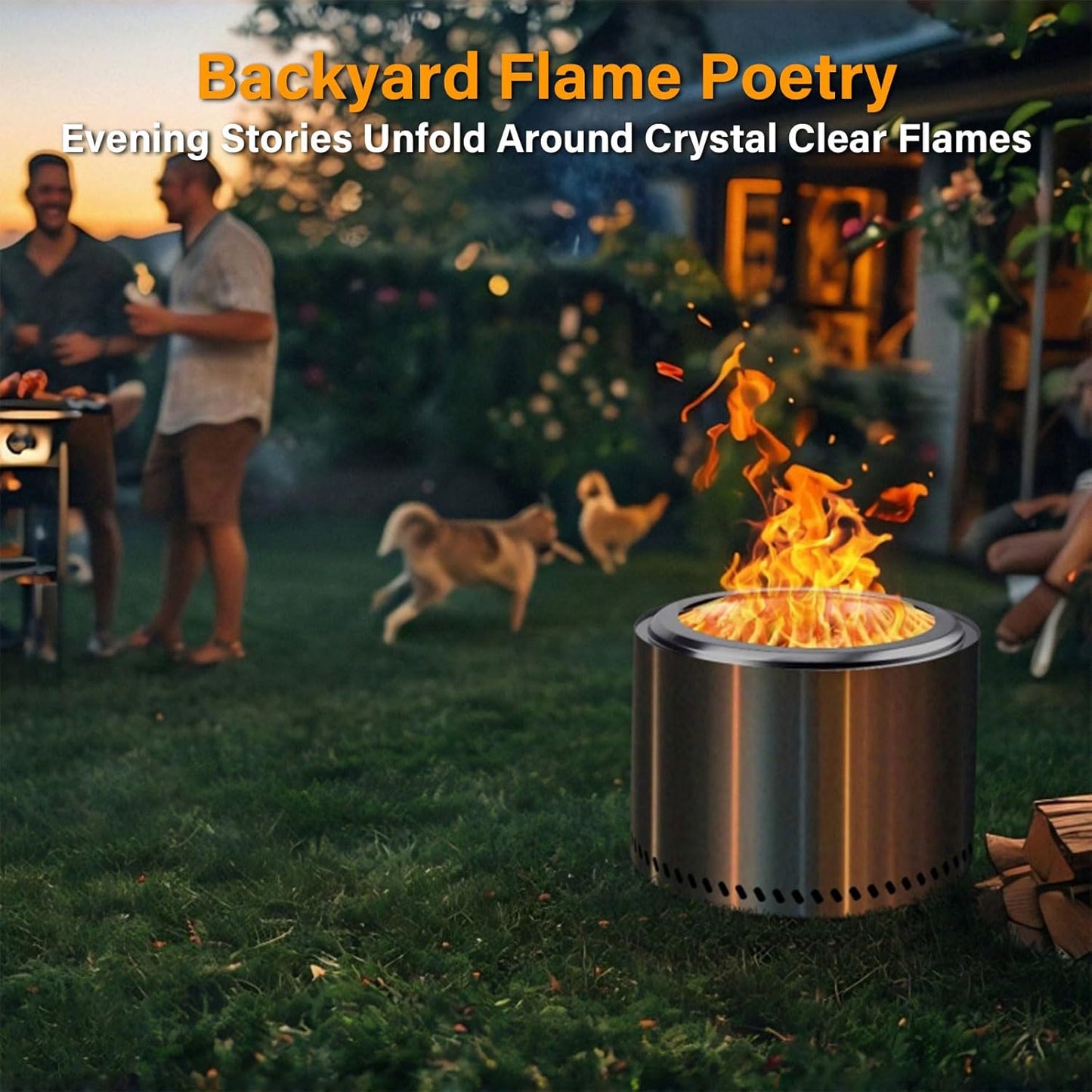 HGD 16 inch Smokeless Fire Pit for Outside, Stainless Steel Fire Pits, Smokeless FirePit Outdoor for Camping Backyard Patio Garden Picnic