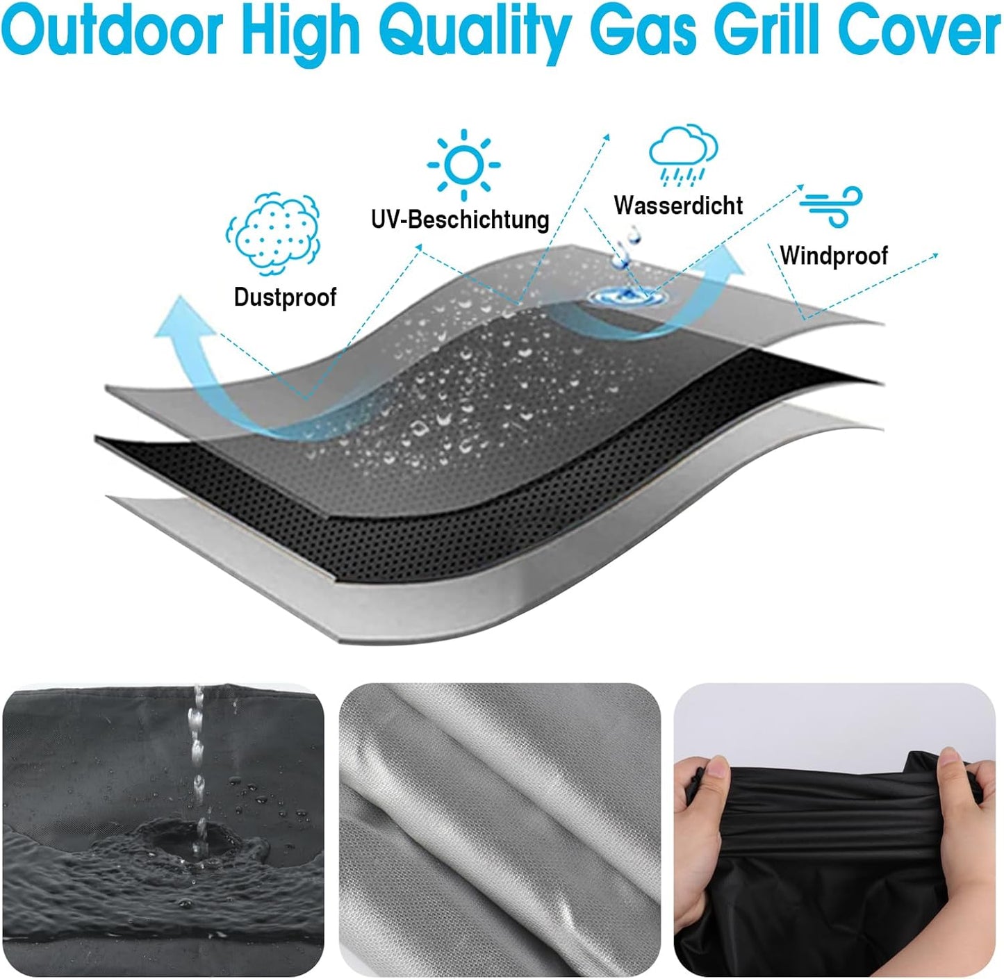 Outdoor Grill Table Cover for Feasto Gas Grill Table, Heavy Duty Bar Cart Grill Cart Cover Waterproof Gas Grill Stove Pizza Oven Table Covers 36"L x 24"W x 36"H Black