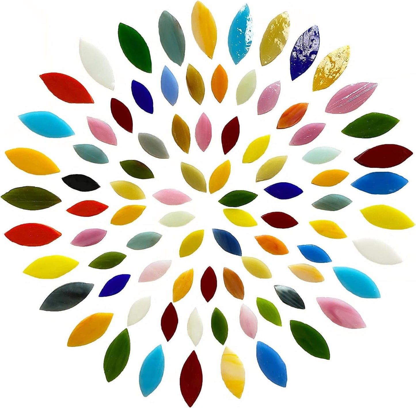 120 Pcs Petal Mosaic Tiles for Crafts, Hand Cut Stained Glass Petals, Mosaic Flower Pieces, Tiffany Glass Tiles Supplies Kit for Mosaics and Crafting, Assorted Size and Colors