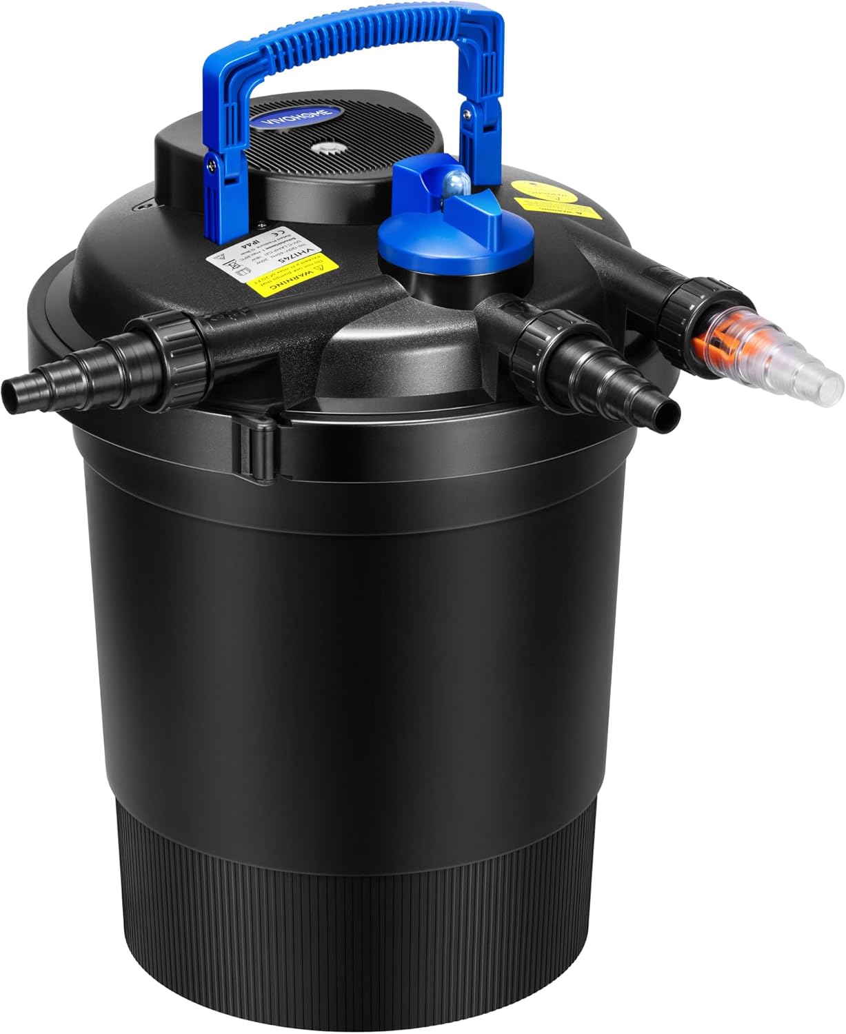 VIVOHOME 2380GPH Bio Pressure Pond Filter with 18W Light, Multi-Size Adapters for Koi Ponds up to 1585 Gallons or Ornamental Ponds up to 3170 Gallons