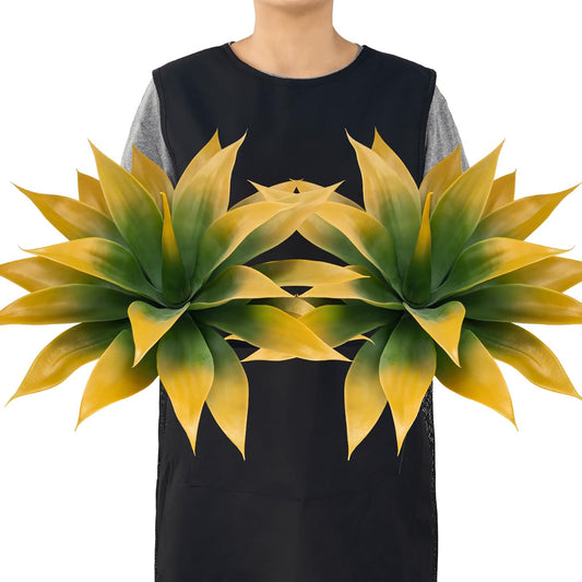 Artificial Agave Plants,Large UV Resistant Fake Agave Planters for Indoor and Outdoor Decorating Tropical Plant Succulents Greenery Indoor Decor (2Pack,18" Yellow)