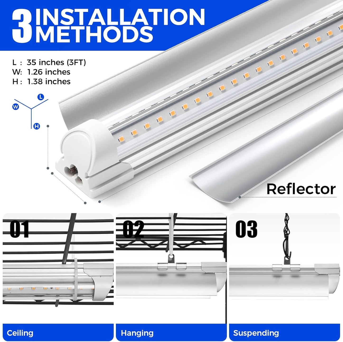 Barrina Plant Stand with Grow Lights, 3FT T8 Full Spectrum 150W Yellow LED Plant Lights 5 Packs, Indoor Plant Shelf for Multiple Plants with On/Off Timer Socket, 6-Tier 35.4"x13.8"x70.9"