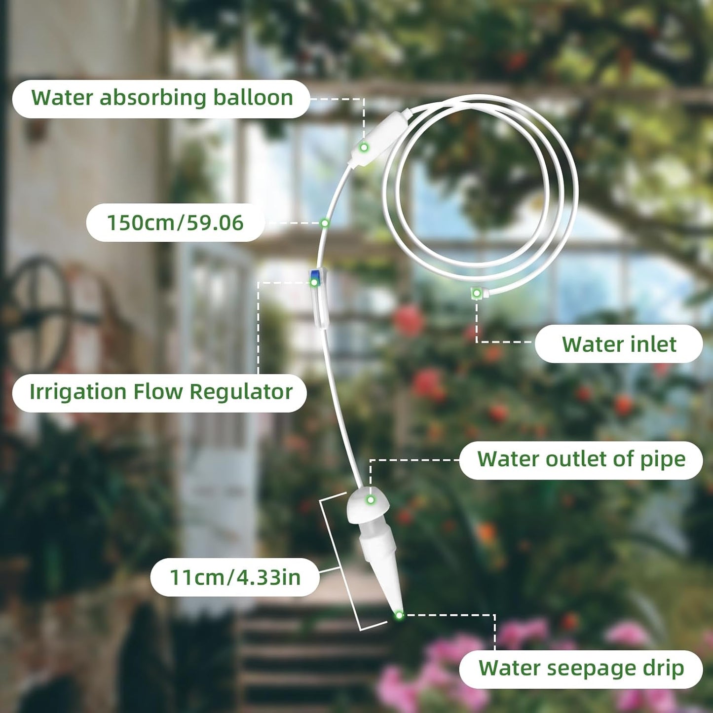Plant Watering Seepage Devices, Insert into Soil, Self Watering Stakes for Indoor & Outdoor Plant, Automatic Irrigation (4 PCs)