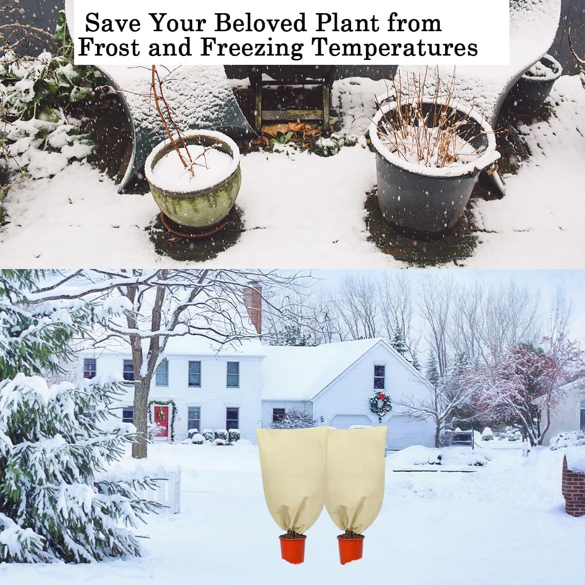 gardtree Winter Tree Covers Freeze Protection 47.2" x 70.8" 3 Packs, Thicker 2.4oz/yd² Garden Covers Frost Protection, Outdoor Plant Protector with Zipper Drawstring for Shrubs, Potted Plants