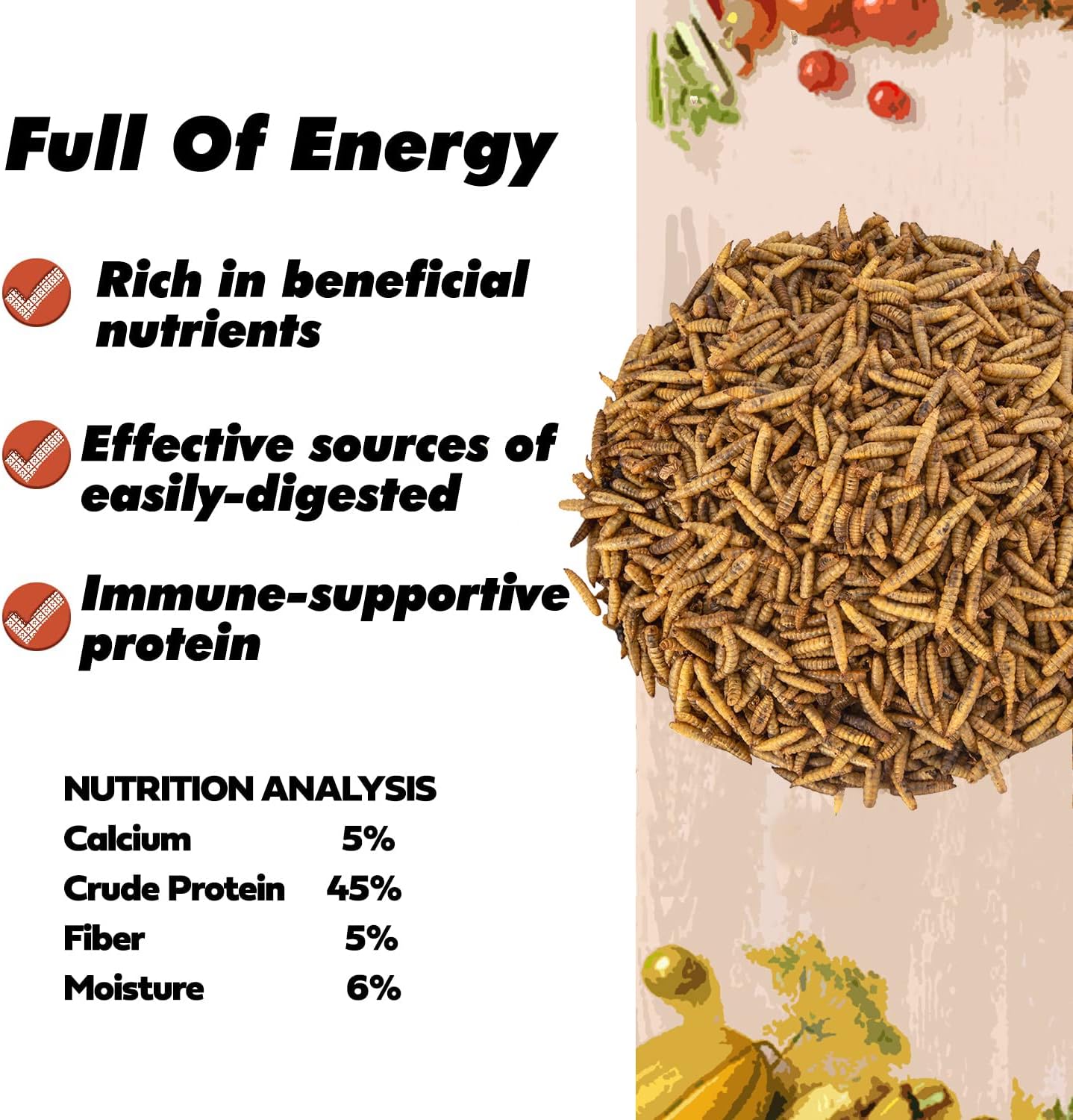 Adaman Dried Black Soldier Fly Larvae 20 LBS-100% Natural Non-GMO BSF Larvae-More Calcium Than Dried Mealworms High-Protein Chickens Treats, Food for Birds, Ducks, Repitle, Hedgehog, Bearded Dragon