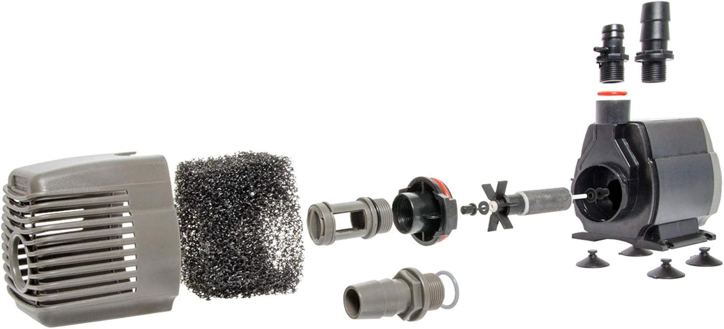 Hydrofarm AAPW1000 92-Watt 1110 GPH Indoor/Outdoor Hydroponic Aquarium Pond 6ft Power Cord for 55 Gallon Reservoirs Submersible Water Pump, Black