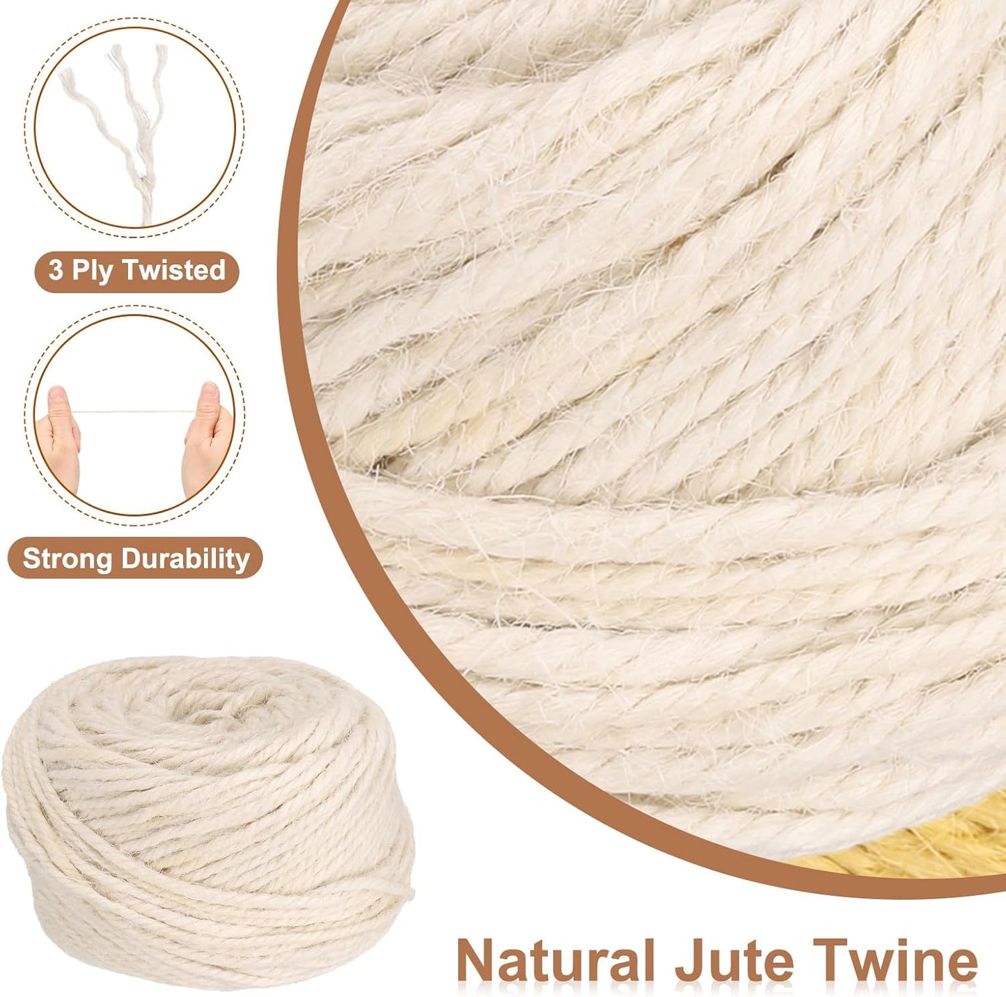 uxcell 164 Feet Natural Jute Twine String,3mm Thin Garden Twine Rope Colored Plant String Cord for DIY Art Crafts Gift Wrapping Decoration Packing Gardening Plant Hanger,White