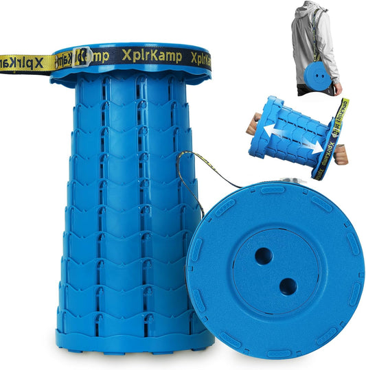 Upgraded Thickened Collapsible Stool, Portable Folding Stool Chair Lightweight But Sturdy Foldable Camping Stool, Retractable Telescopic Seat for Picnics Fishing Hiking BBQ (1, Blue)