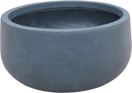 Kante 19.6" Dia Round Concrete Planter, Cement Plant Pots with Drainage Hole and Rubber Plug for Outdoor Indoor Garden Home, Modern Curvaceous Design, Charcoal