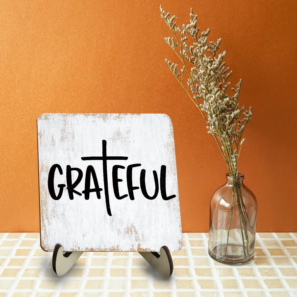 Inspirational Wood Sign Rustic Desk Decor Home House Office Work Table Desk Accessories Decorative Christian Religious Bible Verse Faith Decorations Office Supplies Living Room Cubicle Decor