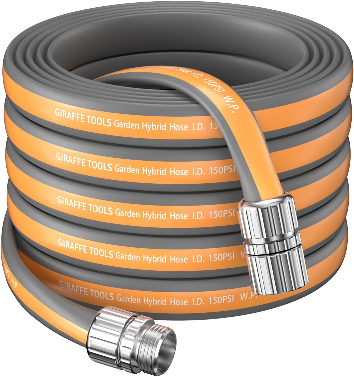 Giraffe Tools Garden Hose 75FT, 5/8" Lightweight Lay Flat Water Hose, Custom Length, Flexible, Leakproof Hybrid Hose Pipe with Male to Female Fitting