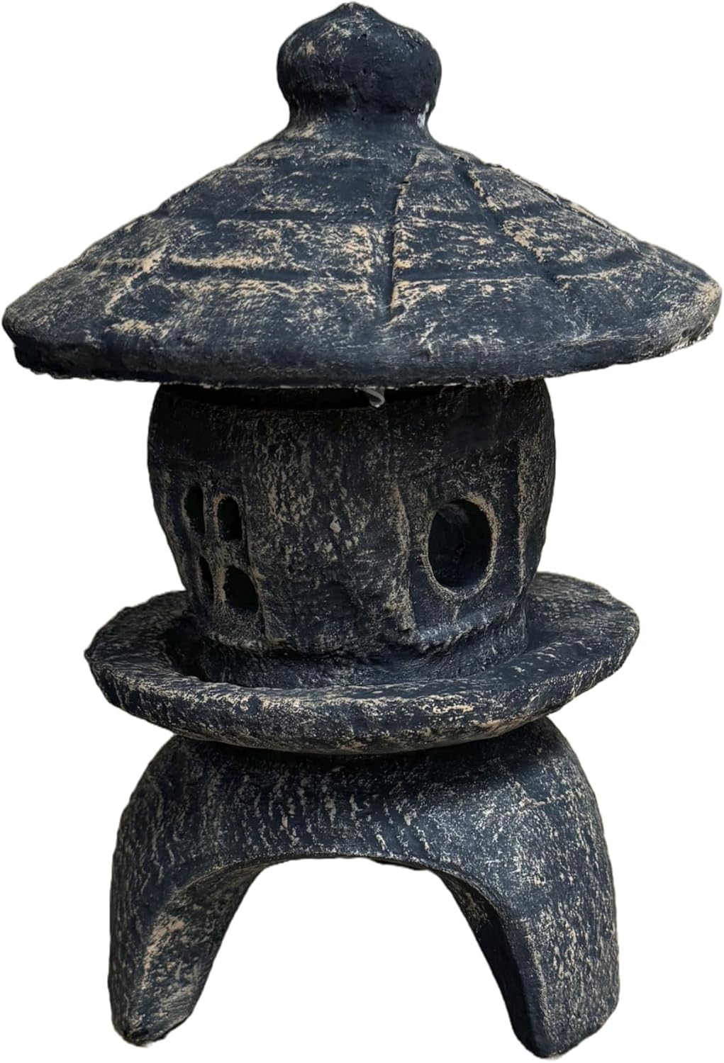 Solid Rock Stoneworks Small Round Concrete Pagoda Statue for Garden, Japanese/Chinese/Asian Style- Autumn Brown Color