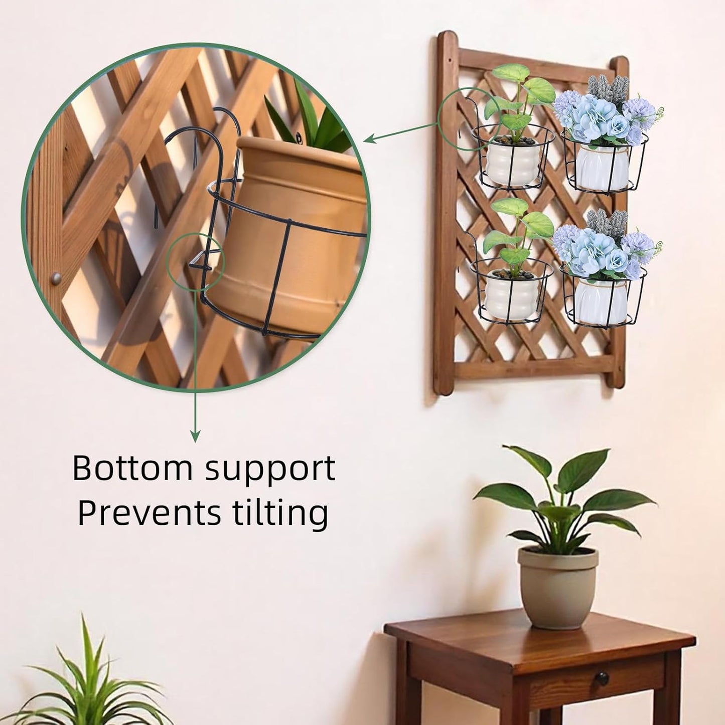 6 PCS Hanging Railing Planter, Balcony Hanging Planters, Metal Railing Planter - Black Iron Flower Pot Holders for Outdoor, Garden, Fence, Porch