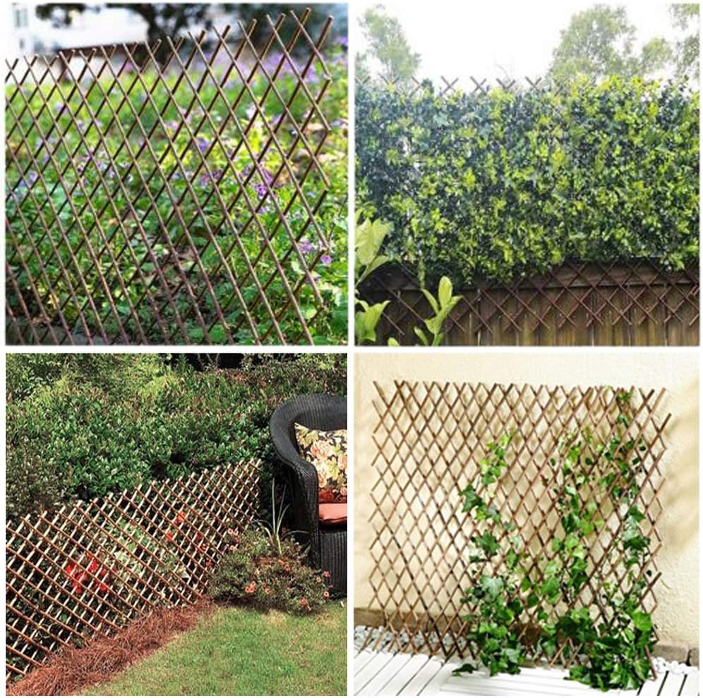 Natural Lattice Willow Trellis Fence for Climbing Plants,Expandable Garden Fence Wall Panel, Outdoor Decorative Wood Fence (1 Pieces)