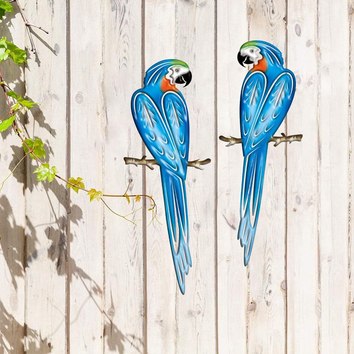 EiGreen Metal Bird Wall Art Decor 3D Outdoor Parrot Sculpture, Hanging Decor Suitable for Gardens, Fence, Patio, Living Room, Bedroom, Yard