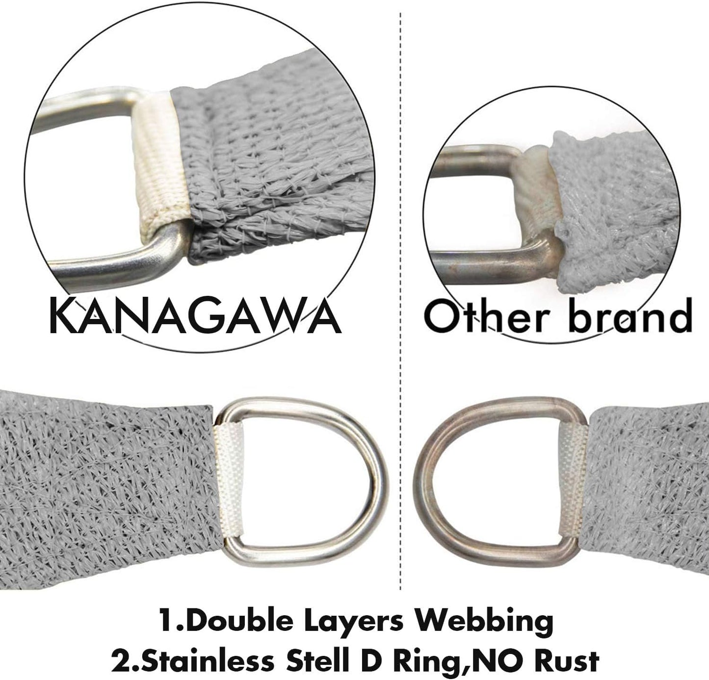 KANAGAWA Sun Shade Sail 13'x20' Gray Rectangle UV Block Canopy Awning Shelter Fabric Cloth Screen for Outdoor Patio Garden Backyard