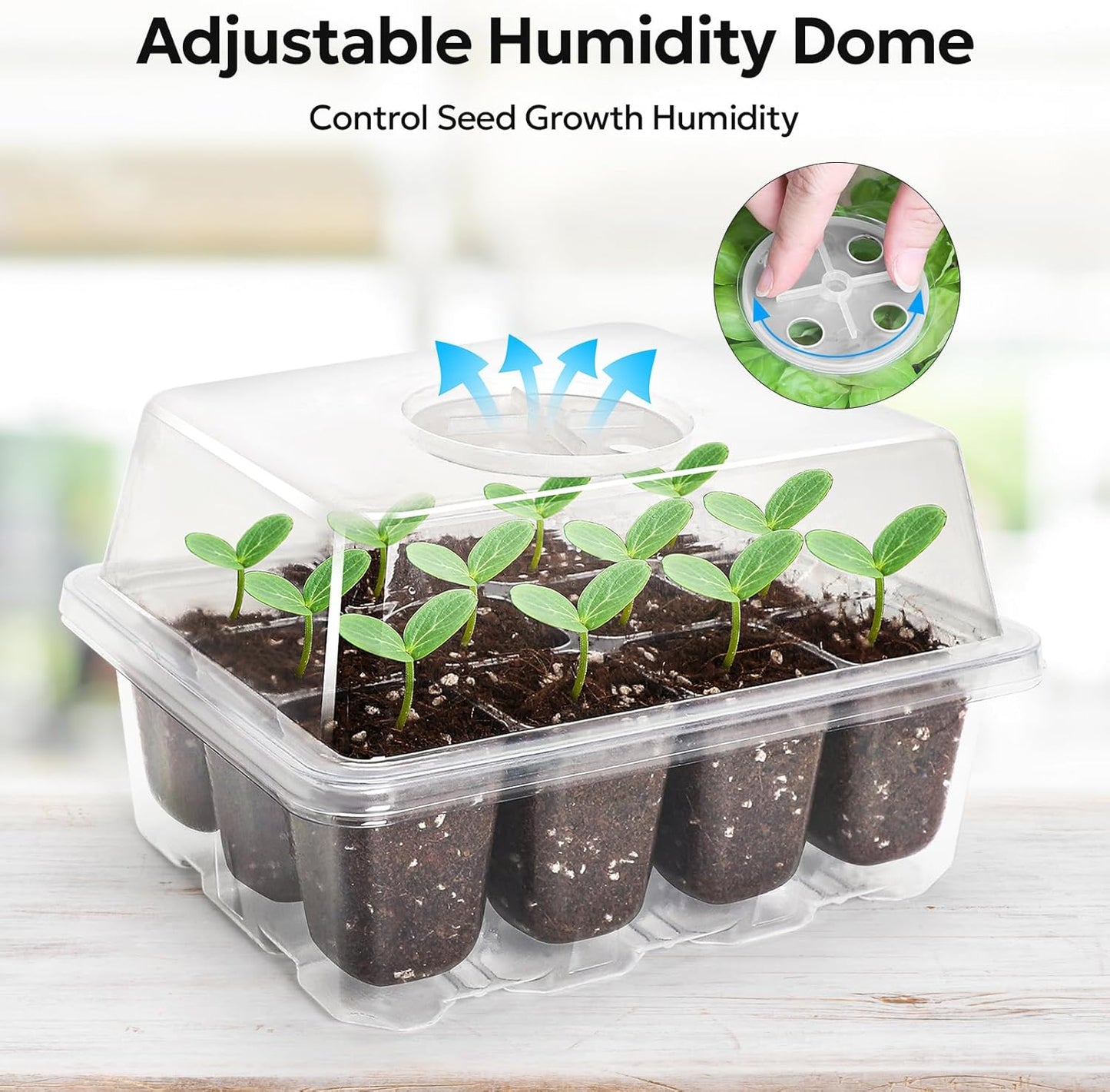 MIXC 10 Packs Seed Starter Tray Seed Starter Kit with Humidity Dome (120 Cells Total Tray) Seed Starting Trays Plant Starter Kit and Base Mini Greenhouse Germination Kit for Seeds Growing Starting