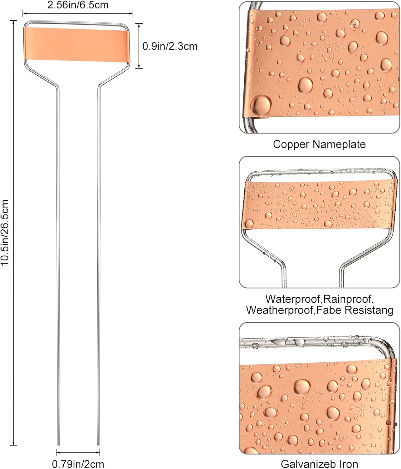 100 Pcs Metal Garden Plant Labels Weatherproof Banner Copper Plant Tags, Metal Copper Garden Markers, Reusable Height 10.5 Label Area 2.5'' x 7/8''