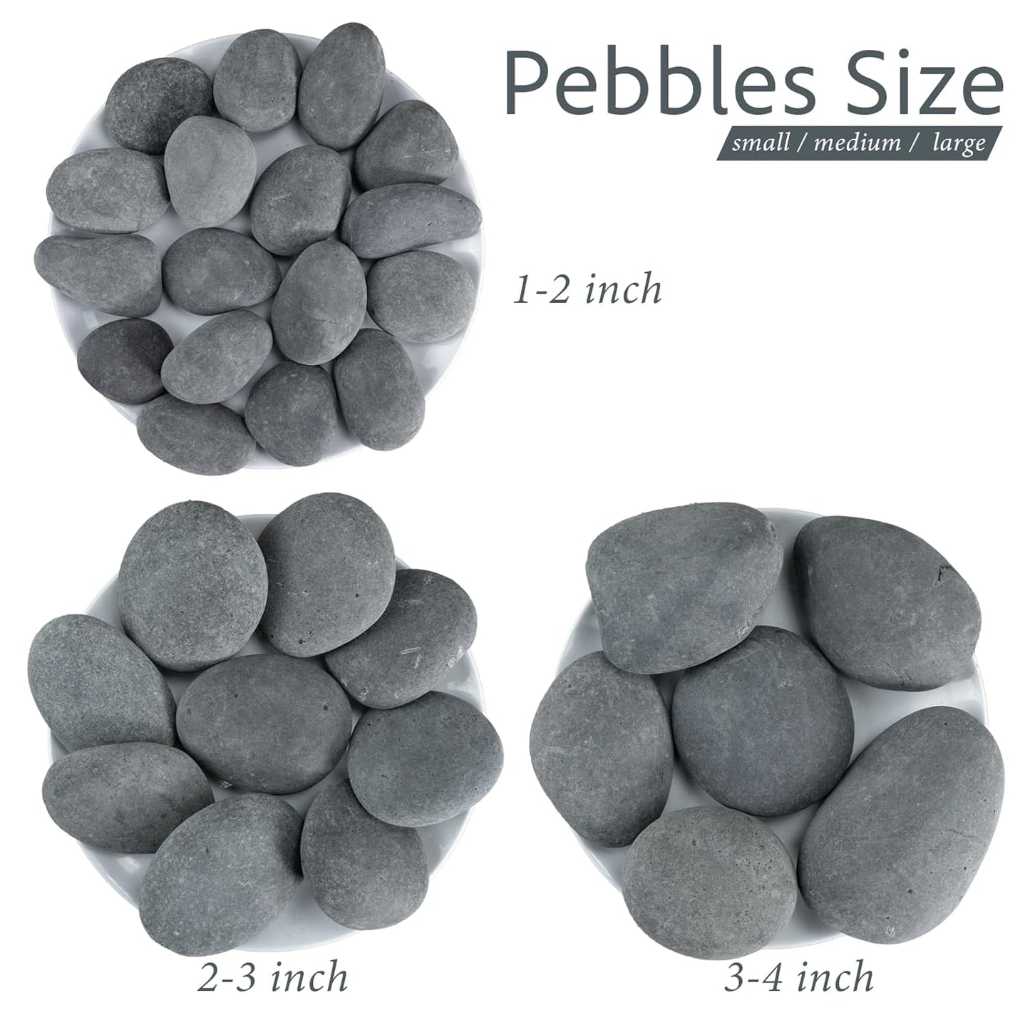 River Rocks for Landscaping, 40lbs Aquarium Rocks, 2-3 Inch Black Pebbles for Indoor Plants, Natural Stones for Garden Paving Plant Rocks Crafting Walkways