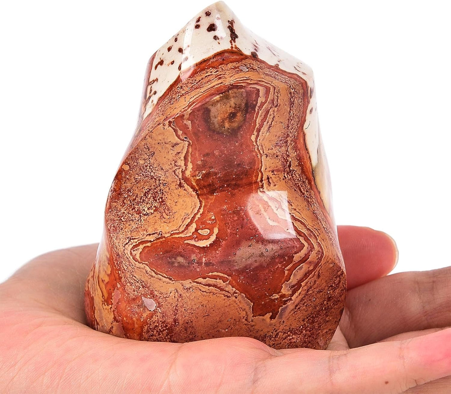 AMOYSTONE Polychrome Jasper Flame Shaped Stone Towers Obelisk Natural Healing Crystal Quartz Reiki Energy Decoration Home Office 1.0-1.5LBS