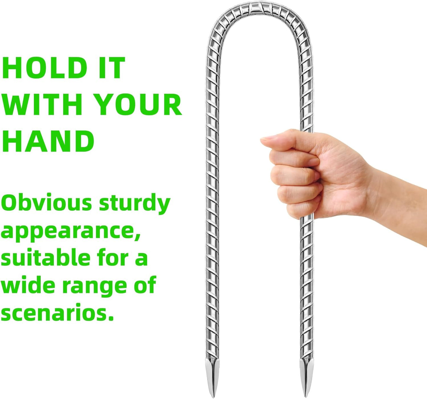 22 Pack Ground Garden Rebar Stakes Rebar 12 Inch Anti-Rust Galvanized Steel U Shape Hook Heavy Duty Ground Anchors for Tents, Position Kits,Fences, and Trampolines Landscape Fabric