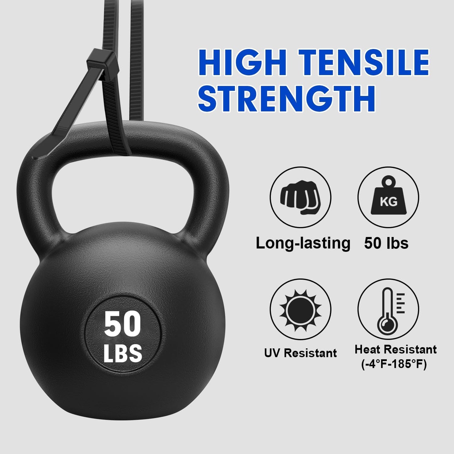 Zip Ties, RAZCC 1200pcs Black Cable Zip Ties 8 Inch, Heavy Duty Plastic Wire Ties with 50lb Tensile Strength, Self-Locking Black Nylon Tie Wraps for Indoor and Outdoor