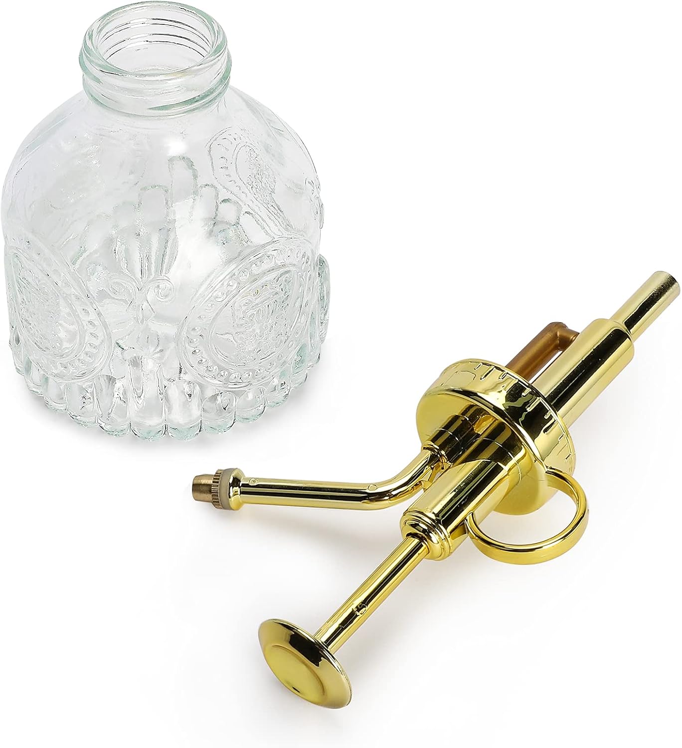 Glass Plant Mister Spray Bottle, Vintage Succulent Water Sprayer with Golden Top Pump, Small Sprayer Mister for Indoor Outdoor House Plants - Clear