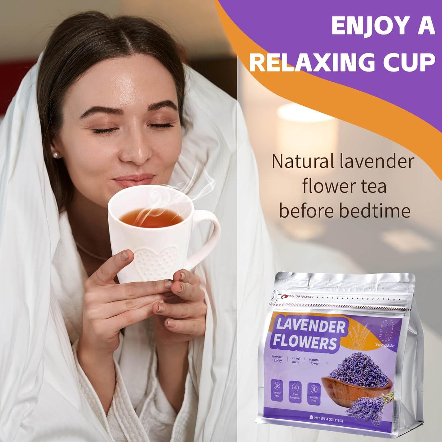 Dried Culinary Lavender Flowers - Food Grade Lavender Buds(4 oz), for Tea, Baking, Potpourri, Home Fragrance & Sachets, Edible Flowers - Gluten Free