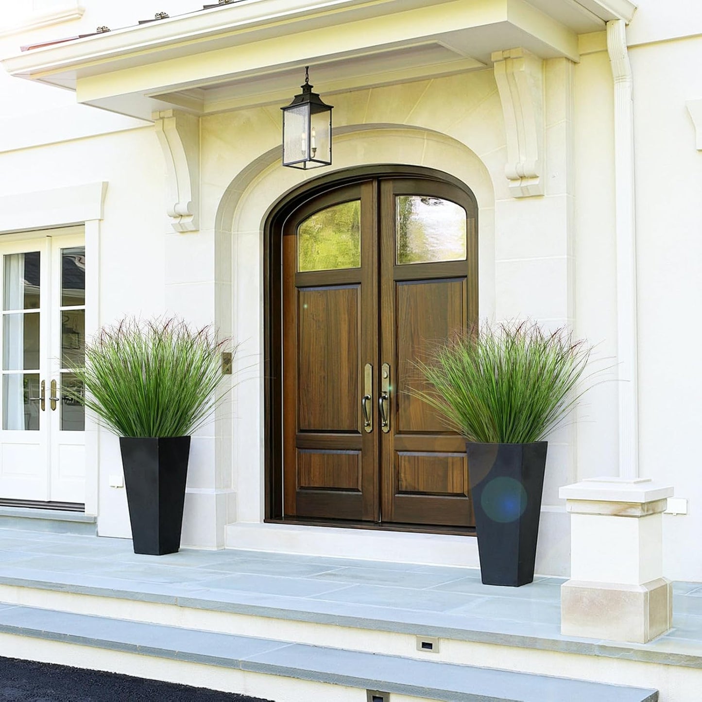 24Pcs Artificial Grass Plants, Faux Shrubs Wheat Grass, Artificial Tall Grass Fake Plants for Outdoor Decor,Artificial Greenery Stems Weed for Room Indoor Home Decor（Green Red Tail）