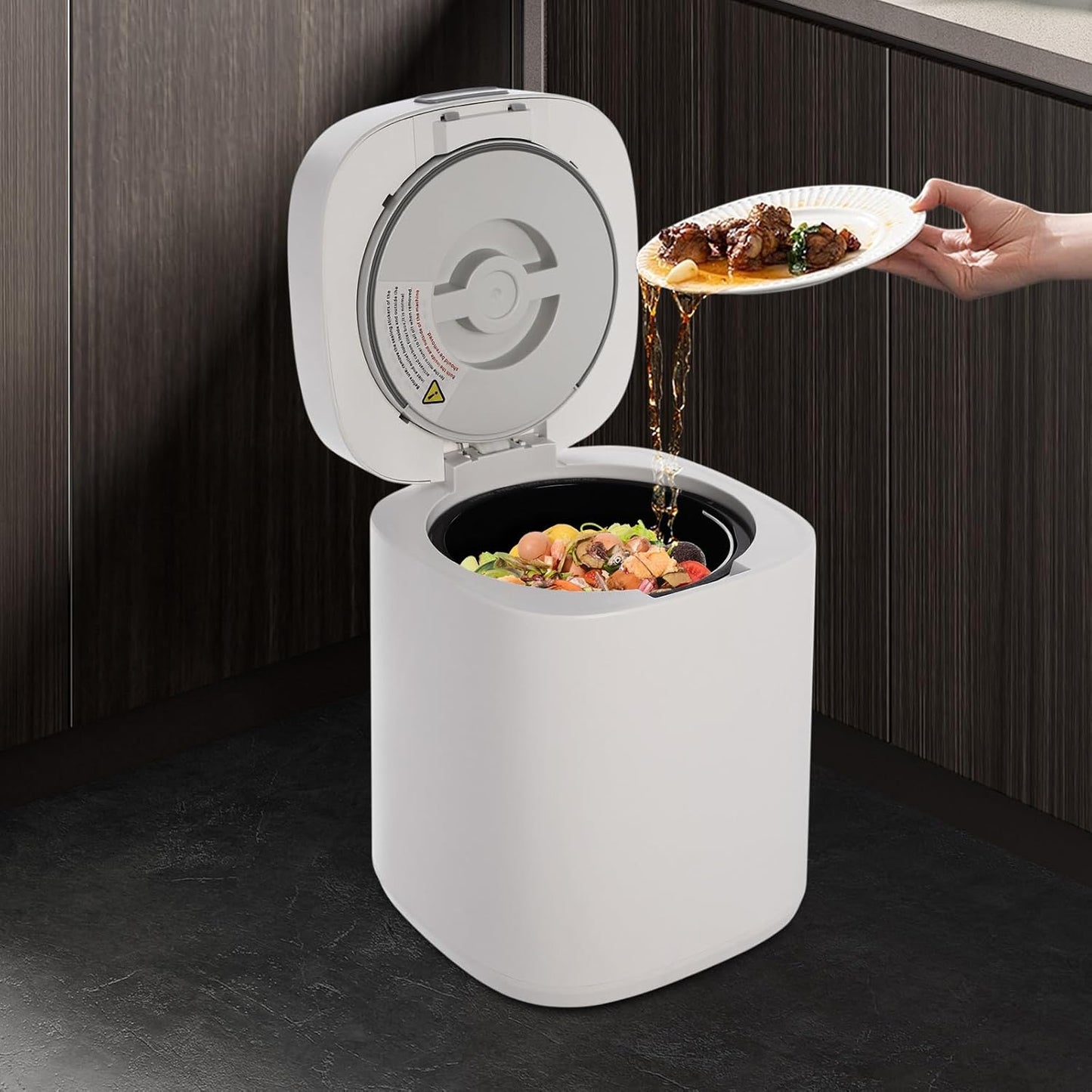 Electric Waste Kitchen Composter, 2.5L Foodcycler Eco-Friendly Electric Kitchen Compost,Three Working Modes Composting Machine for Apartment Countertop for Home (White)