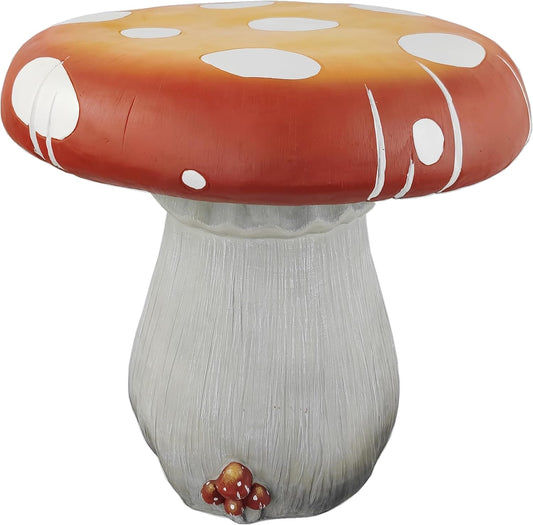 Mushroom Resin Statue 20.8'' High Indoor Outdoor Table Over Sized Sculpture Courtyard Lawn Pond Ornament Garden Outdoor Patio Round Table Stool Decoration Red Mushroom