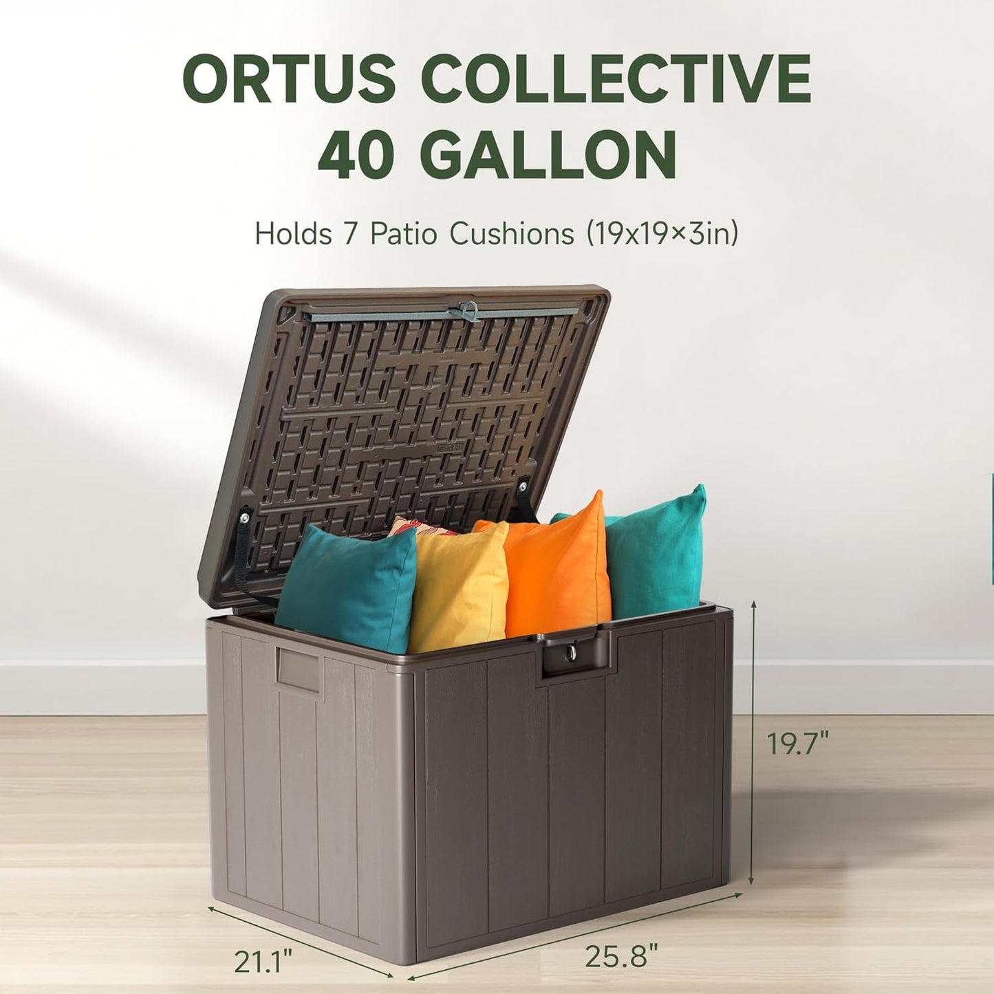 40-Gallon Resin Deck Box, Secure All-Weather Waterproof and UV-Resistant Storage for Patio, Garden, and Pool Equipment (Brown)