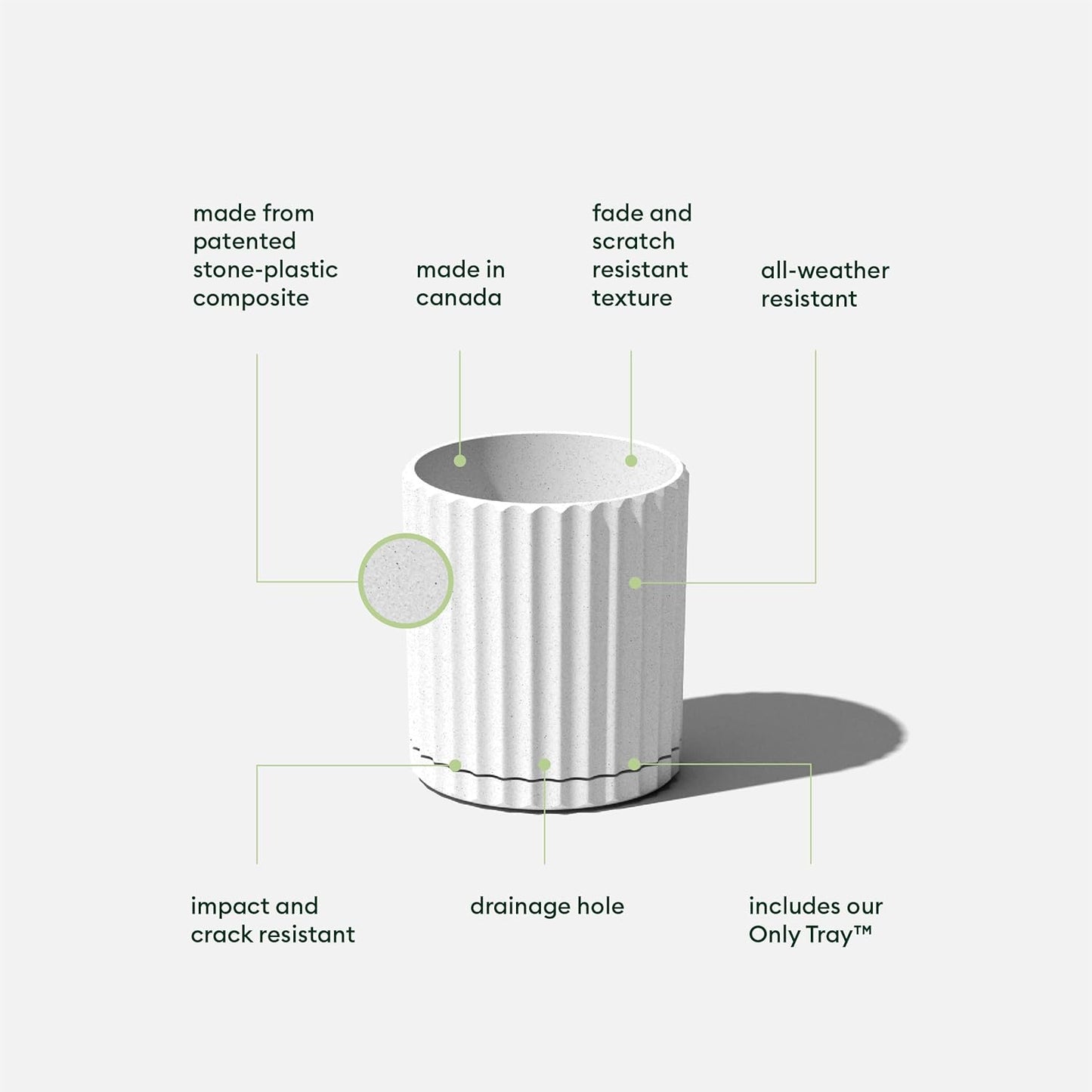 Veradek Demi Series Demi 6" Planter w/Tray - White, 2 Pack