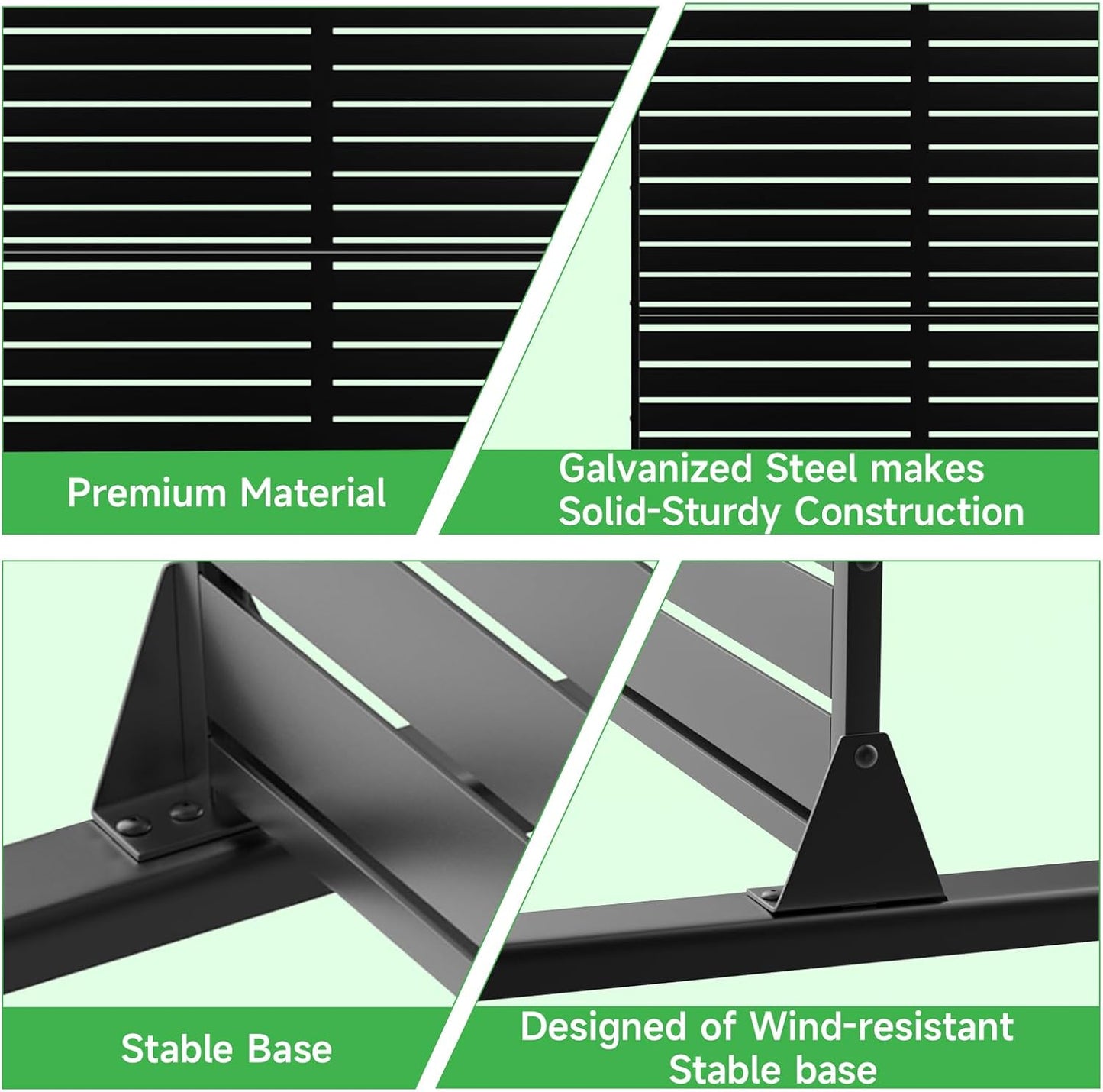 Metal Privacy Screen 72" H x 47.2" Decorative Outdoor Privacy Screen Privacy Panel with Stand for Balcony Deck Patio Lawn Garden, Privacy Fence (Black-Louvered)