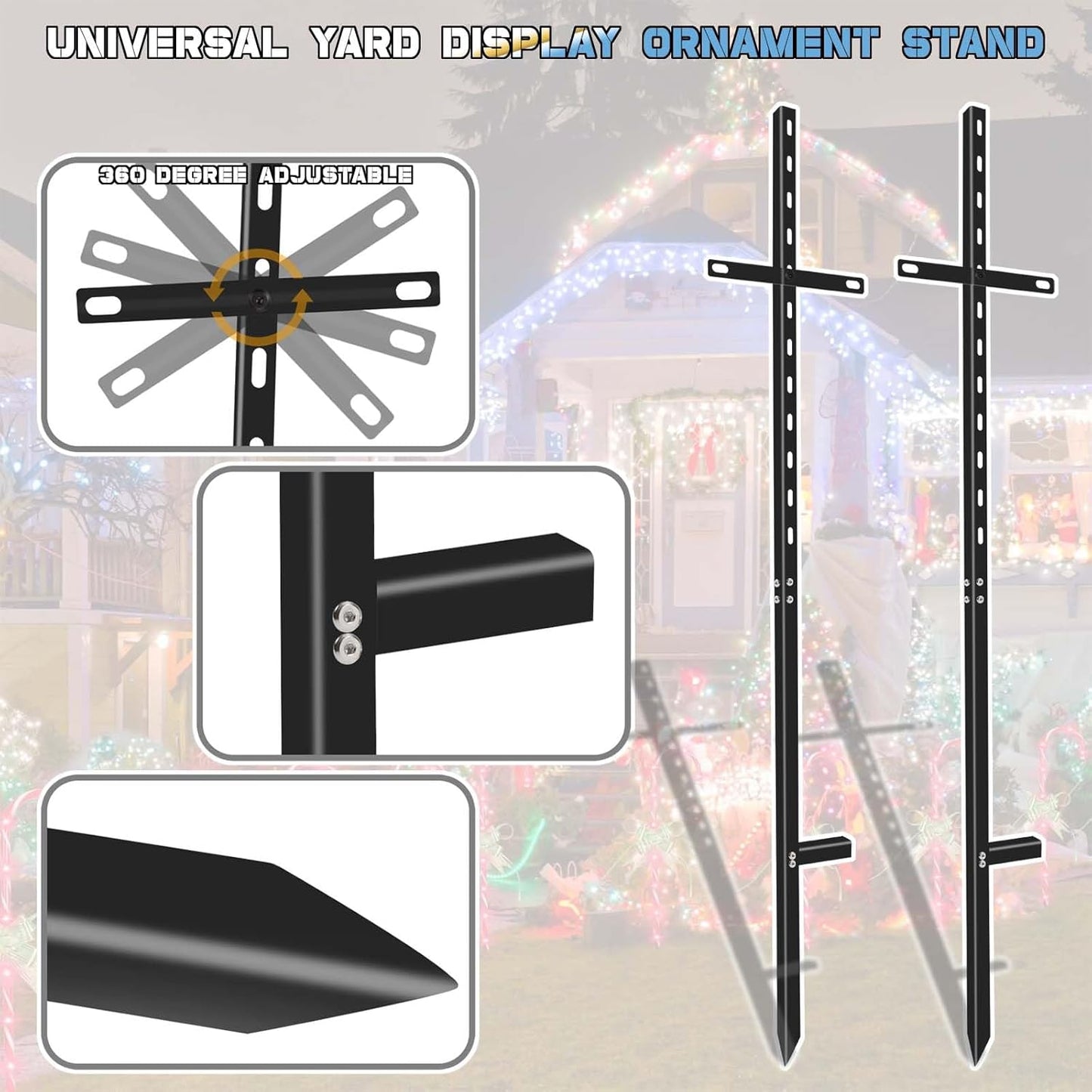 2 Pcs 46 inchens T-Bar Yard Sign Stakes Heavy Duty Metal Stake Yard Sign Holder/Black Steel Powder Coated Sign Posts for Outside/ 2mm Thickness Rust-Proof Outdoor Sign Holder for Outdoor Lawn Yard