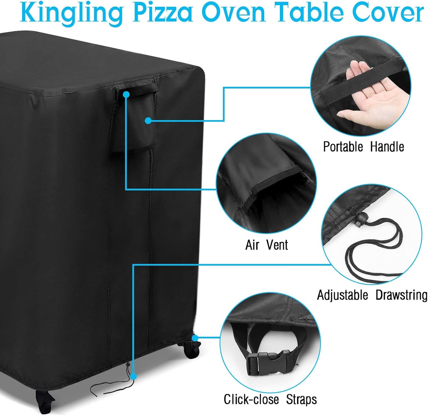 Kingling Outdoor Table Cover for Patio Cart Table, Waterproof Outdoor Grill Prep Table Cover Prep Cart Table Cover - 32"L x 27"W x 30"H