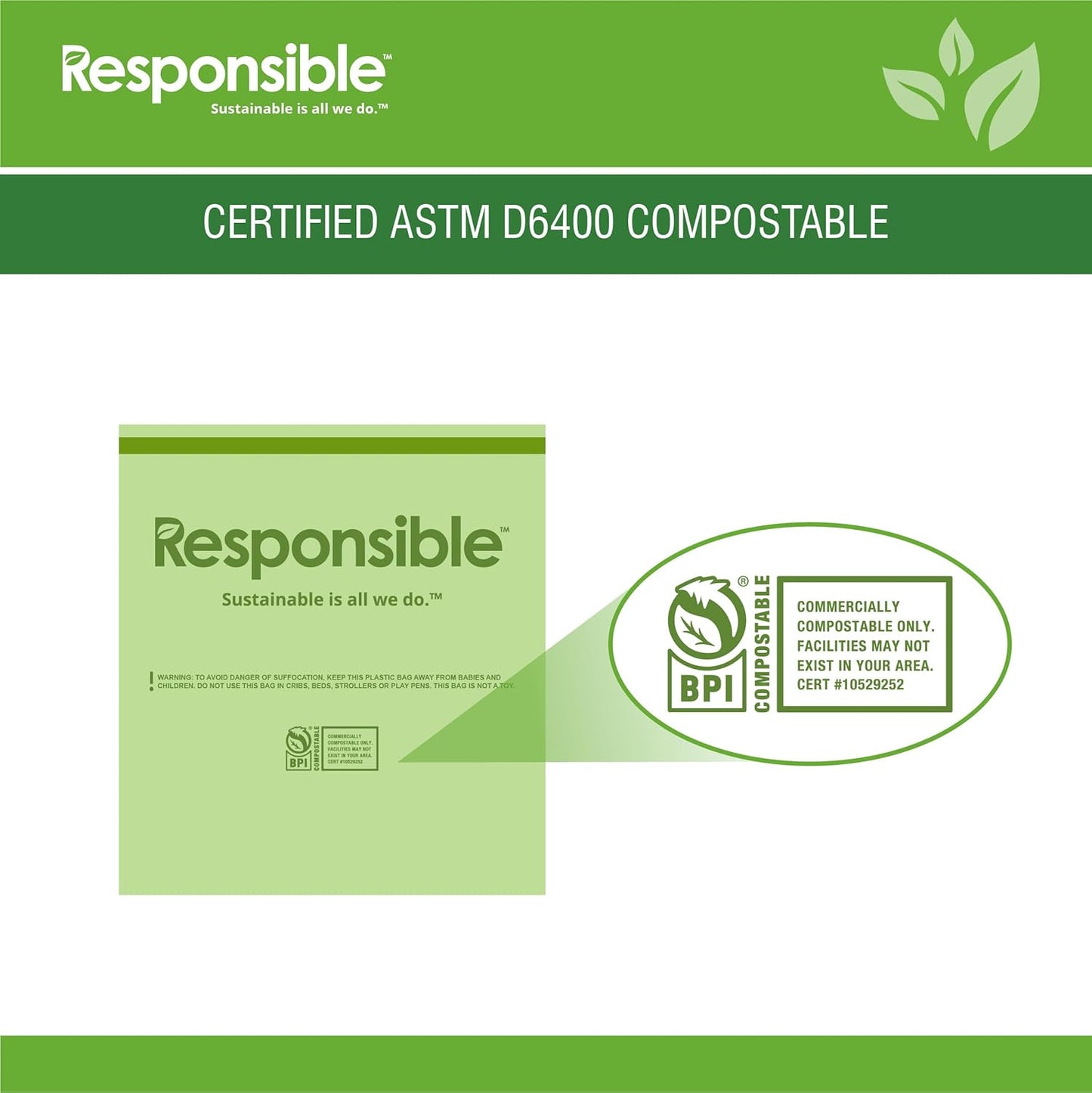 Kitchen Bin Liners, Certified Compostable, Heavy Duty Multipurpose Food Scrap Bags, Made from Compostable Materials (13 Gallon, 13 Gallon (120 Count))