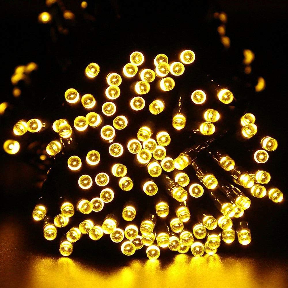 Solar String Lights Outdoor - 200LED 72Ft 8 Modes Waterproof Starry Fairy Lights for Patio Garden Wedding Party Christmas Decor (Warm White)