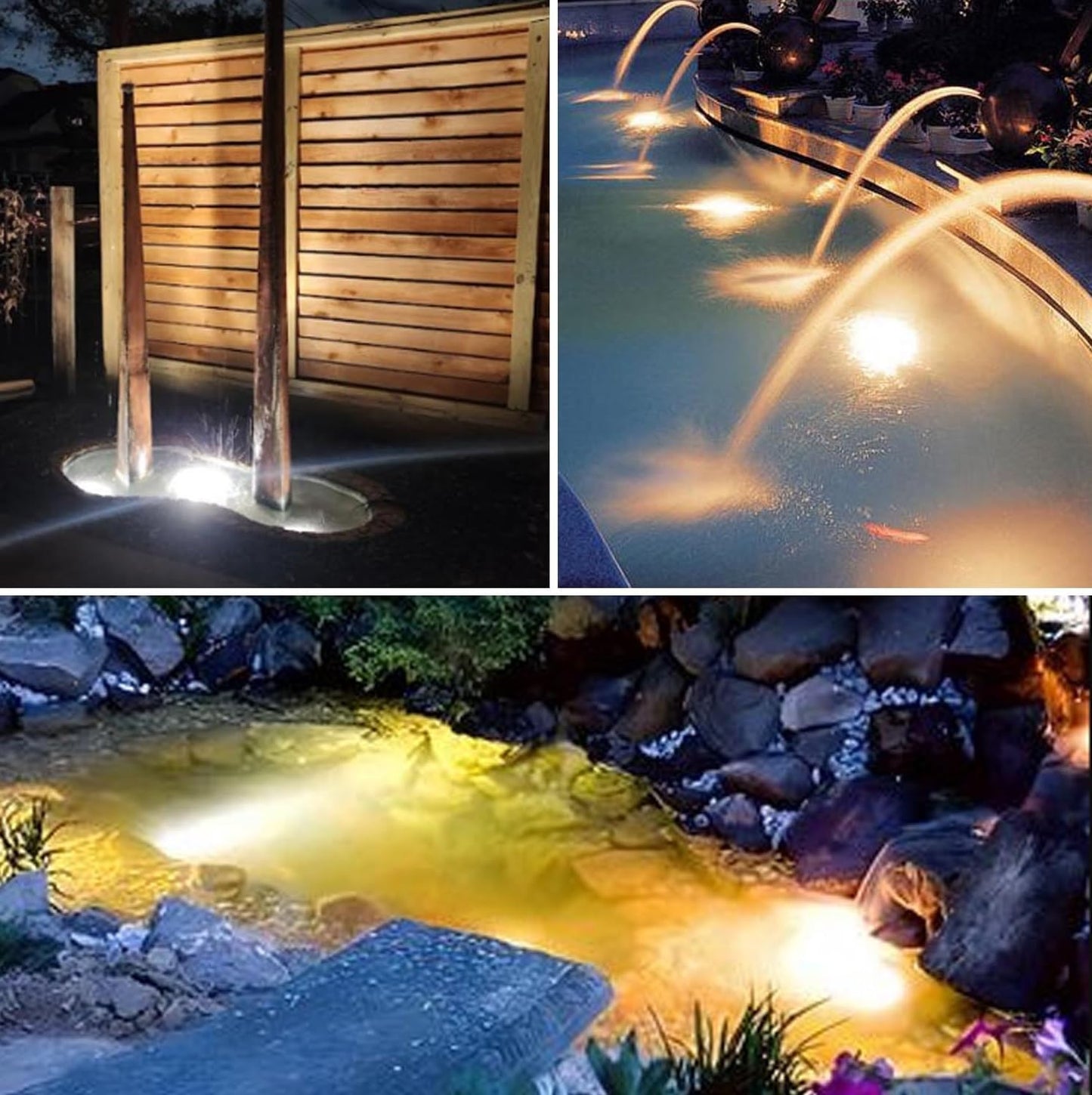 Warm White Pond Lights, Underwater Landscape Spotlights IP68 Waterproof Submersible Fountain Lights for Garden Yard Aquarium Pond Fountain Waterfall (1 Lights)
