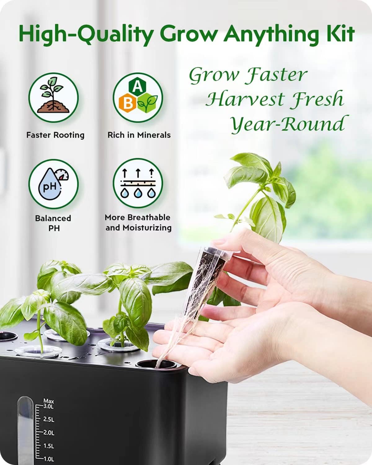 166pcs Hydroponic Pods Kit: Compatible with Aerogarden Grow Anything Herb Kits - Includes Grow Sponges Grow Baskets Grow Domes Labels A&B Plant Food - Hydroponics Supplies for Most Brand