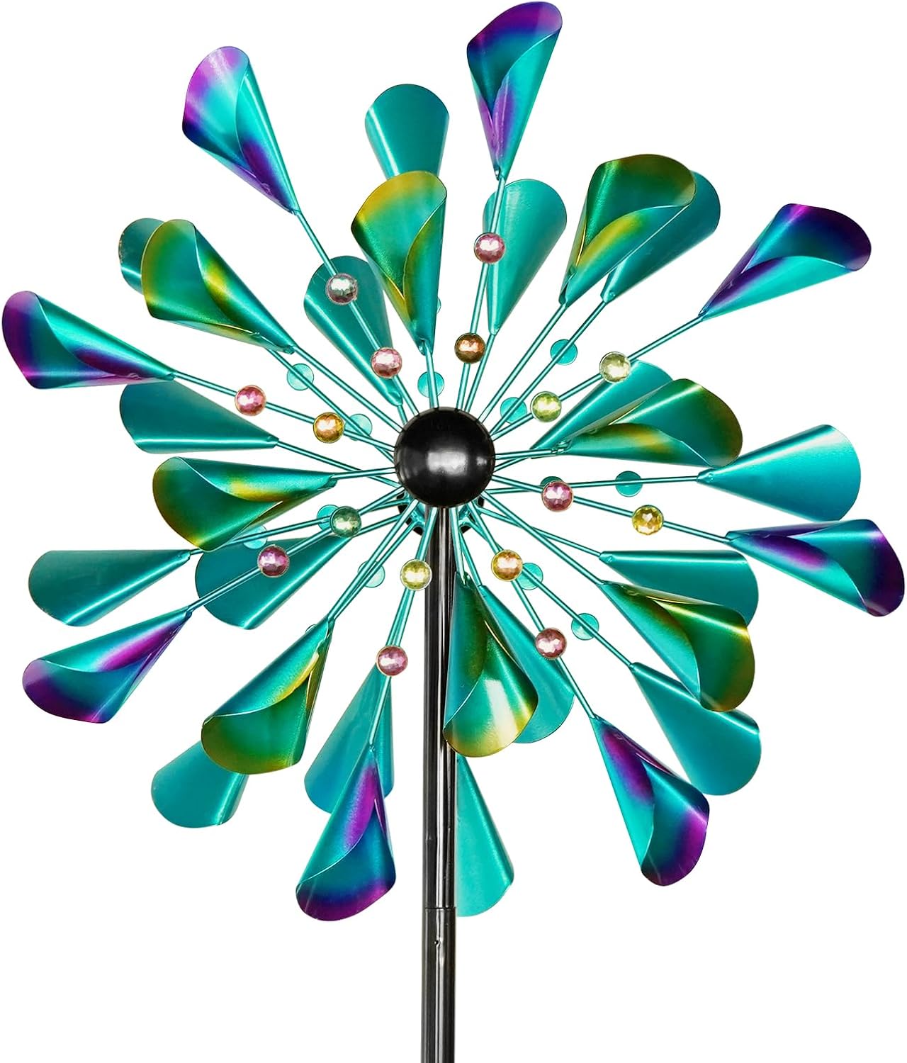 DECOROCA Kinetic Wind Spinners Outdoor - Large Metal Wind Sculptures & Spinners for Yard Patio Lawn Garden Decorations, Windmill Outdoor Clearance with Stable Metal Stake(Turquoise)