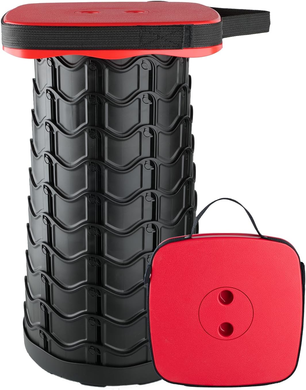 Boreeman Upgraded Collapsible Stool, Square Portable Stool, Lightweight Yet More Sturdy with Load Capacity 400lbs, Perfect for Camping Fishing Hiking BBQ (Square Red)