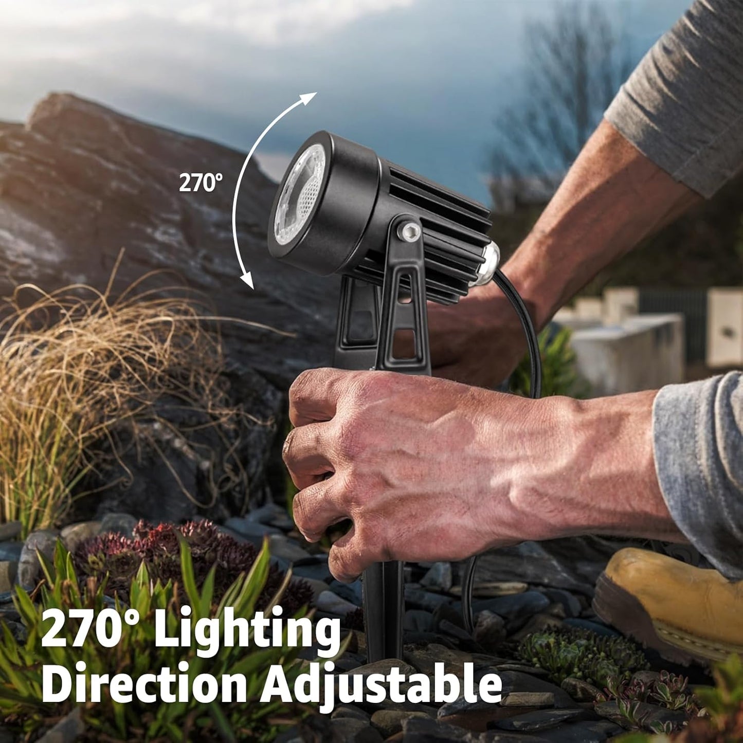 SUNVIE 3W Low Voltage Landscape Lighting LED Landscape Spotlights with Connectors Waterproof Low Voltage Landscape Lights 3000K Warm White Uplights Outdoor Spot Lights for Yard Garden House, 4 Pack