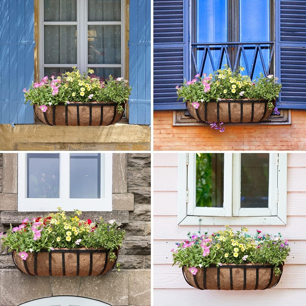 chengchuang 2pcs *24"、30"、36"、48" Coco Liner Trough,Trough Coco Fiber Replacement Liner, Coco Liners for Planters,Natural Coconut Coir Planter, Garden Flower Vegetables Pot for Window Flower Box