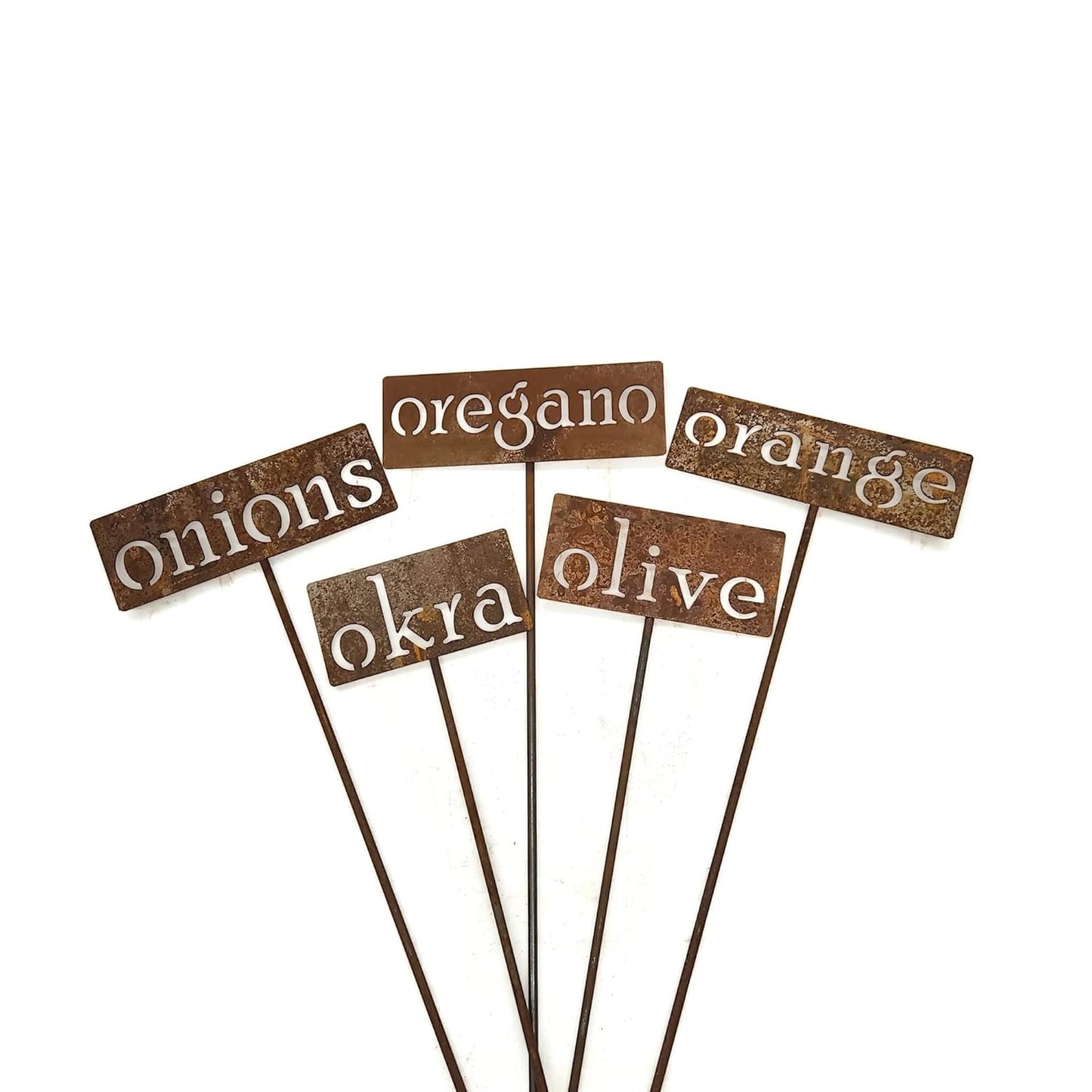 Classic Metal Garden Markers 19 Inches Tall (onions, Naturally Rusted)