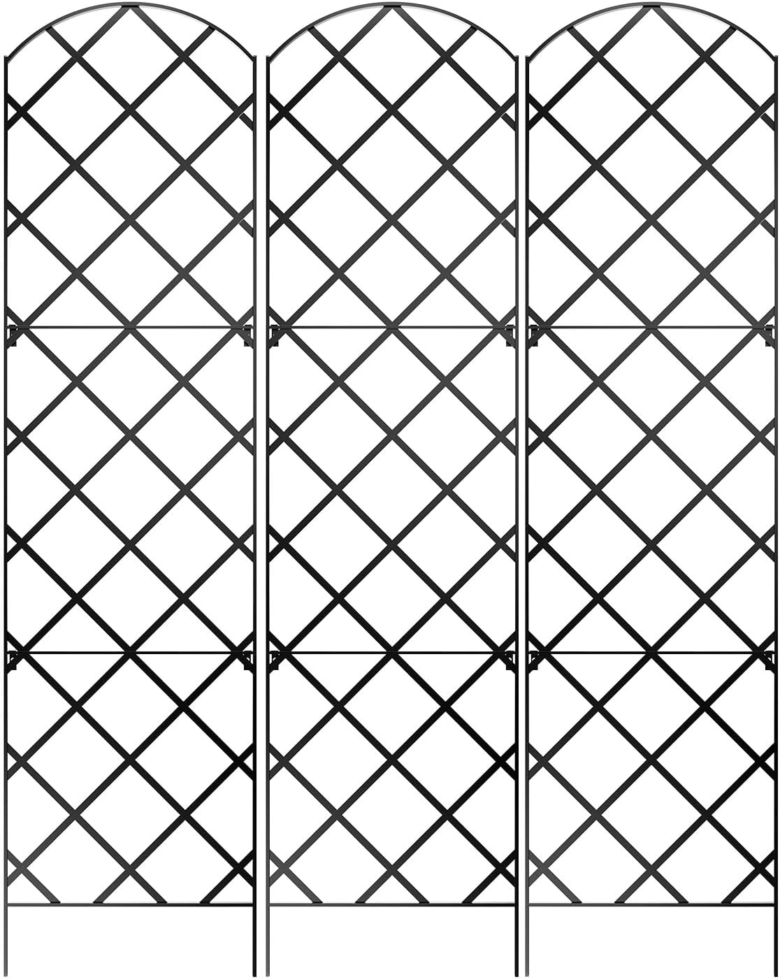 Giant Trellis, 108” high (9’ Tall) by 28” Wide Trellis with Arched top - Pack of 3 Complete trellises - by Meranti Home + Garden