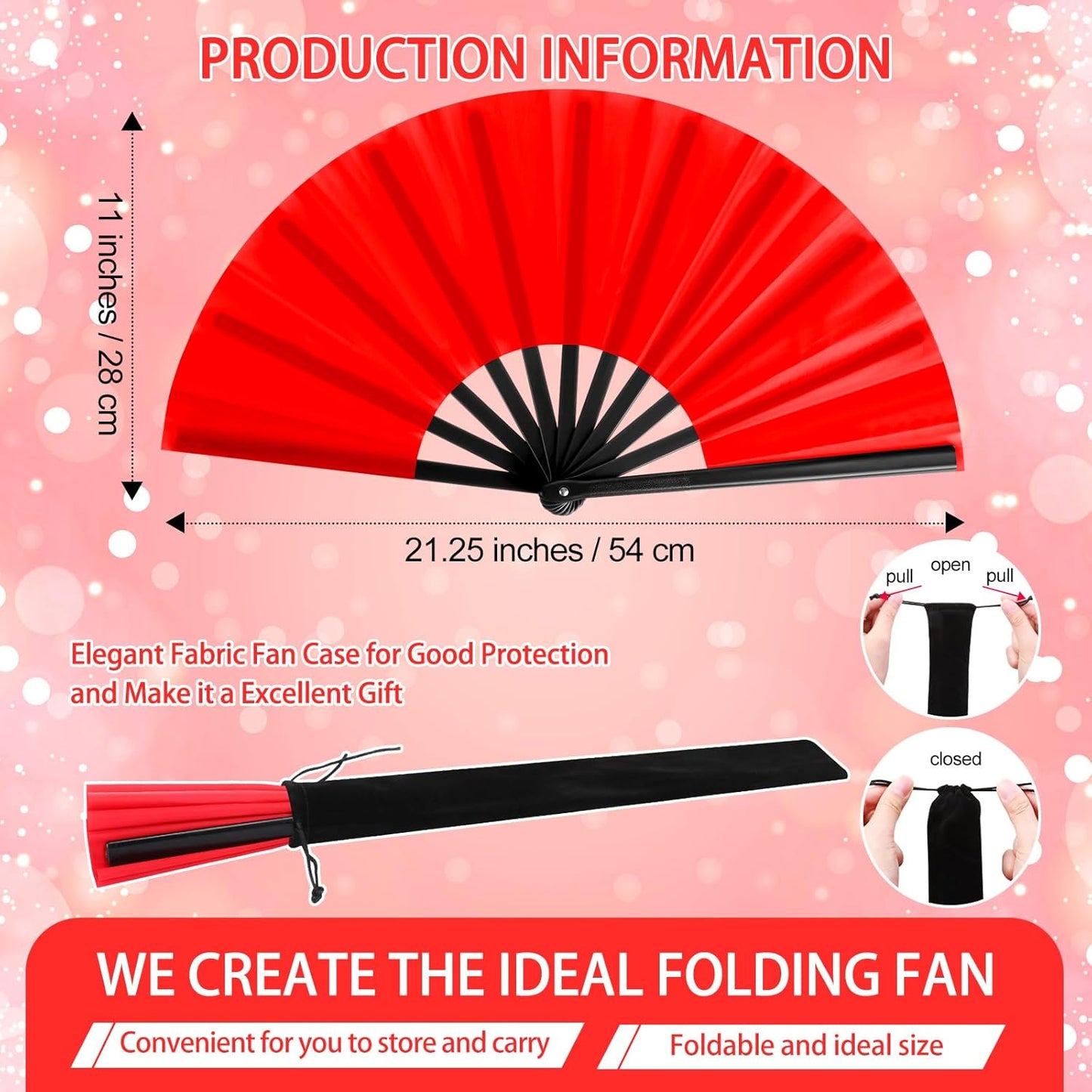 Blulu 4 Pcs 11 Inch Large Folding Hand Fans for Line Dancing Clapping Popping Rave Fans for Kids Women Men for Dancing Boots on The Ground Festival Party Decoration(Classic Style, Chic Color)