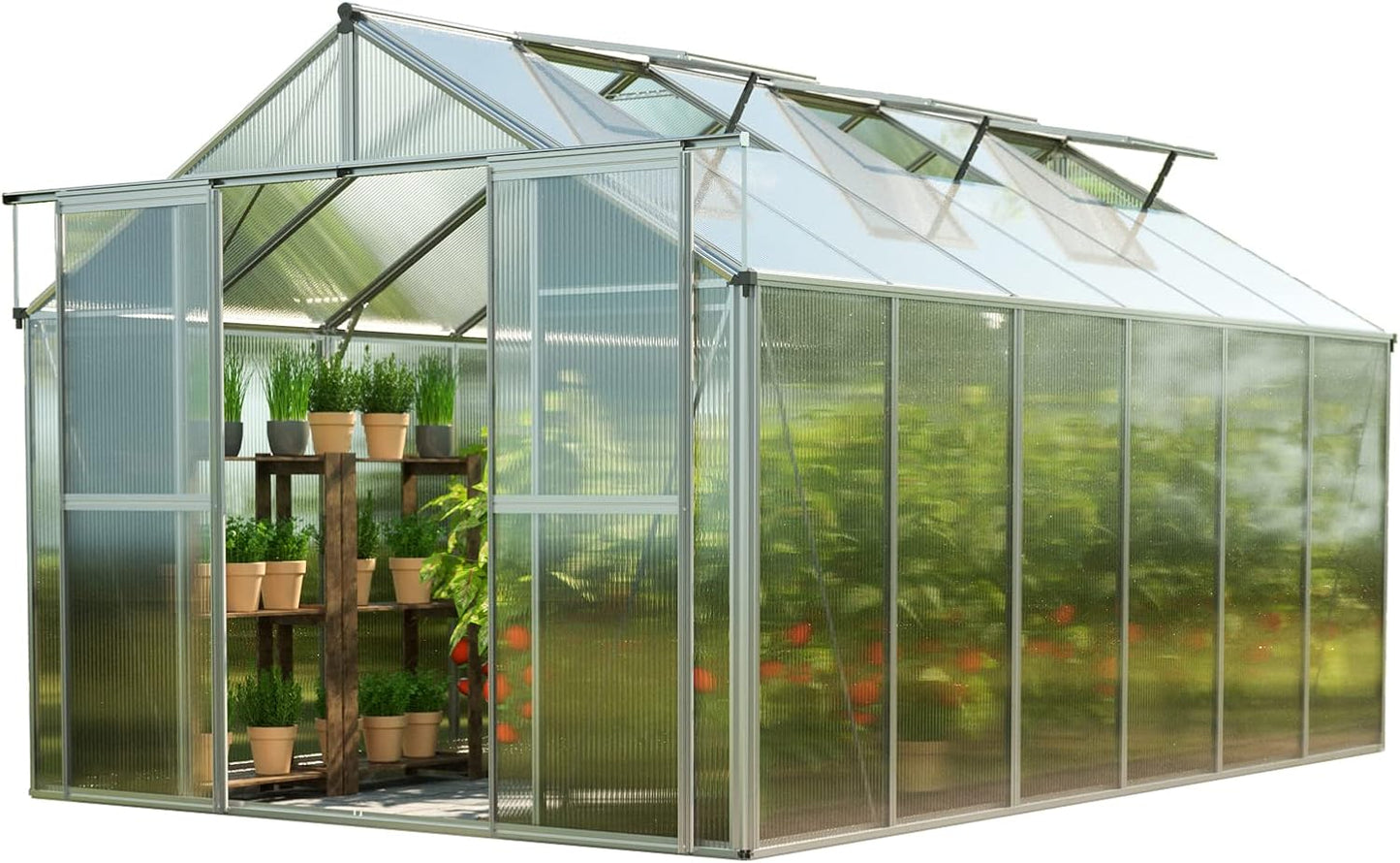 Greenhouse Topas 6 Aluminum Frame 7.4 x 12.6 ft with Approx. 6 mm Polycarbonate Panels