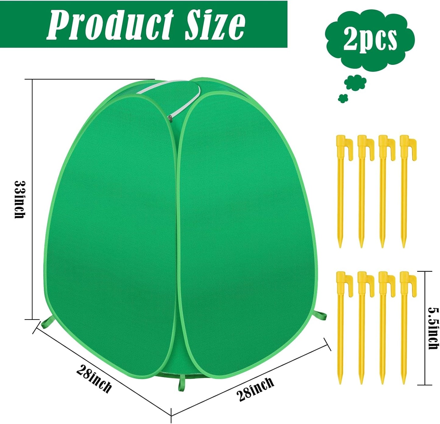 2 Pack Plant Covers Freeze Protection, 28x28x33 Winter Shrub Frost Covers for Outdoor Plants, Warm Plant Protectors Tent for Protecting Fruit Tree Potted Plants and Shrub from Freezing Animals Eating